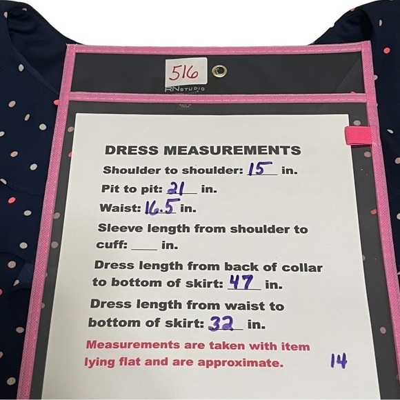 RN Studio by Ronni Nicole Navy Polka Dot Chiffon Dress Size 14 - Picture 11 of 12